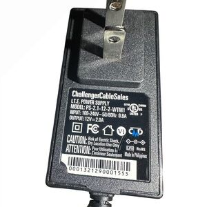 ChallengerCableSales 12V 2.0A Power Supply - Black